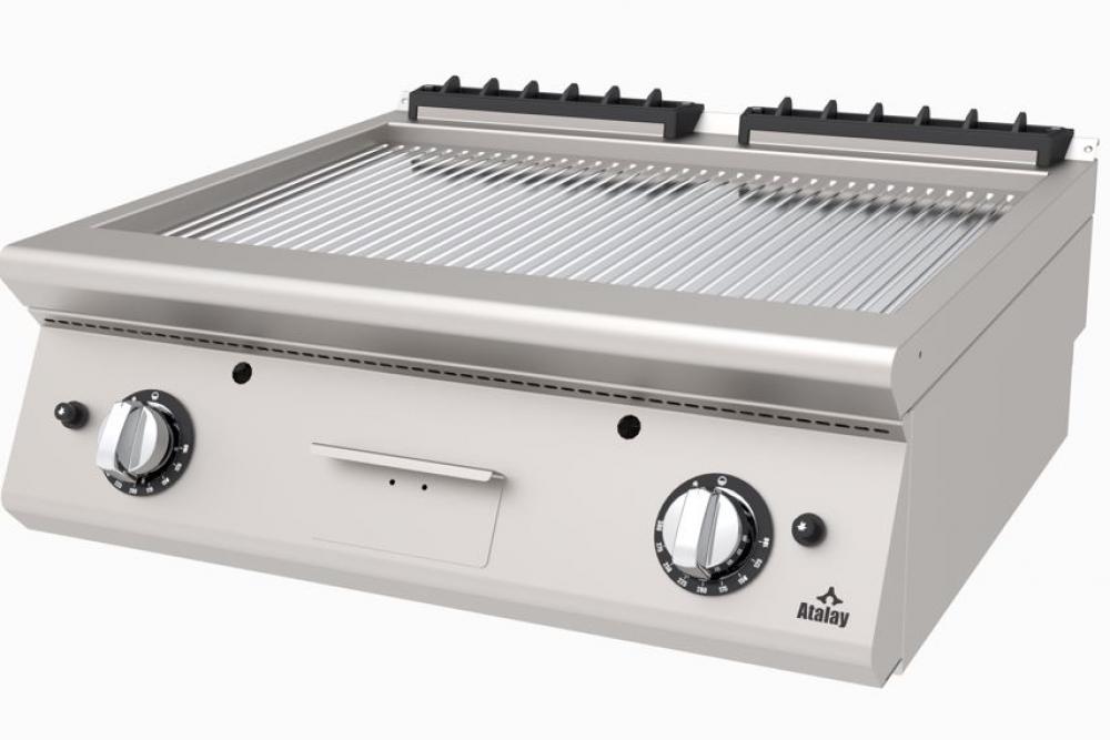 ATALAY 730 Seri Nervürlü +  Düz Krom Kaplı Gazlı&Lpg Izgara 800x730x300