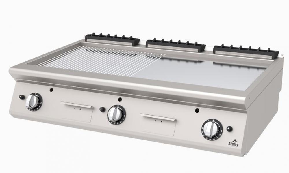 ATALAY 730 Seri Nervürlü + Düz Krom Kaplı Gazlı&Lpg Izgara 1200x730x300