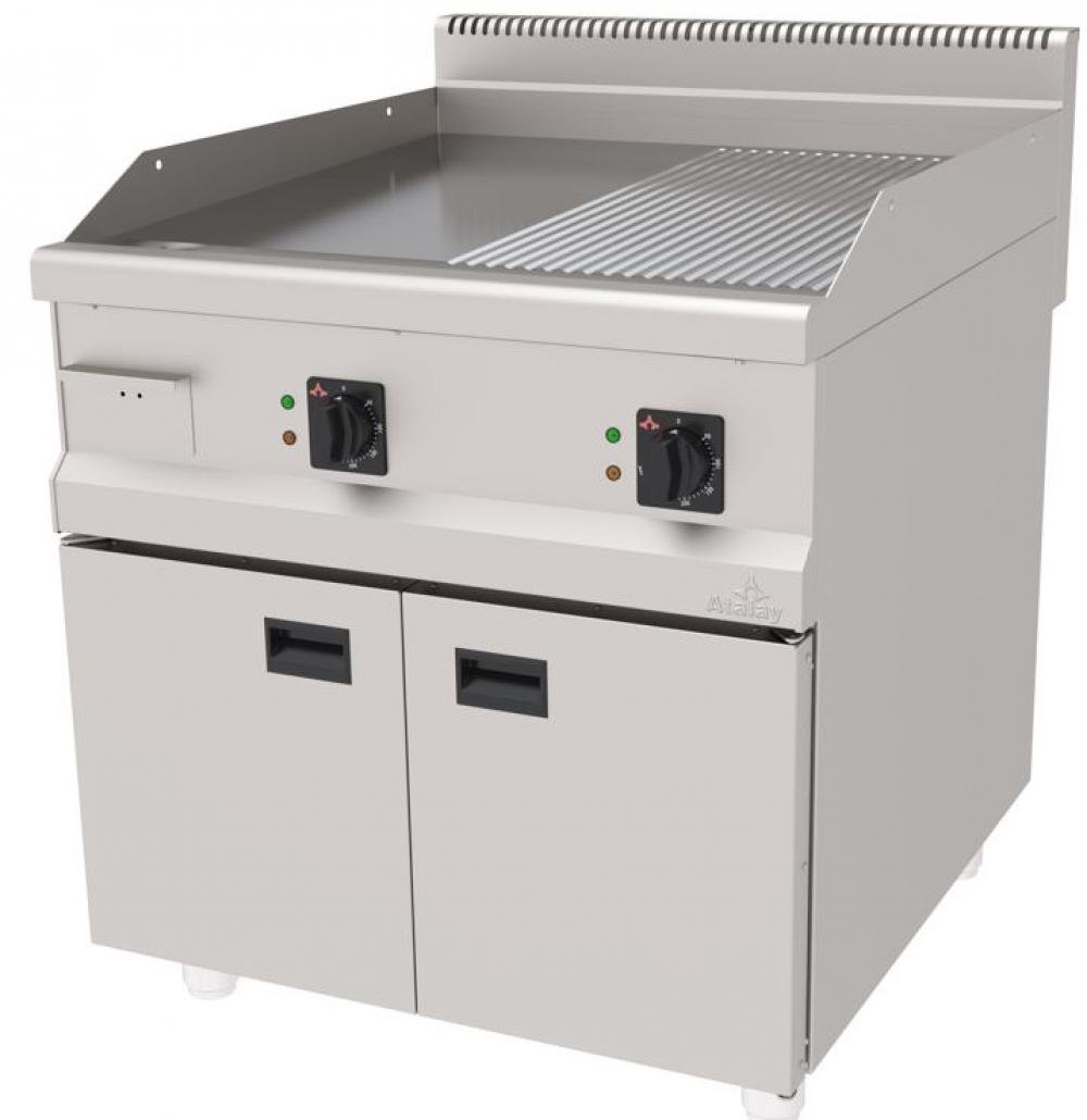 ATALAY 900 Seri Dolaplı Nervürlü + Düz Krom Kaplı Elektrikli Izgara 800x900x850