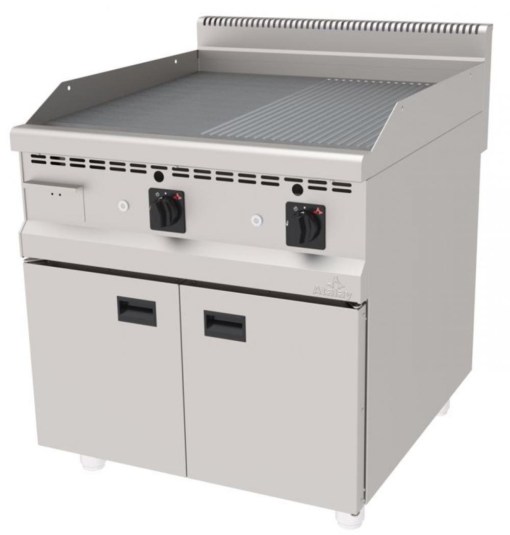 ATALAY 900 Seri Nervürlü + Düz  Dolaplı Gazlı&Lpg Izgara 800x900x850