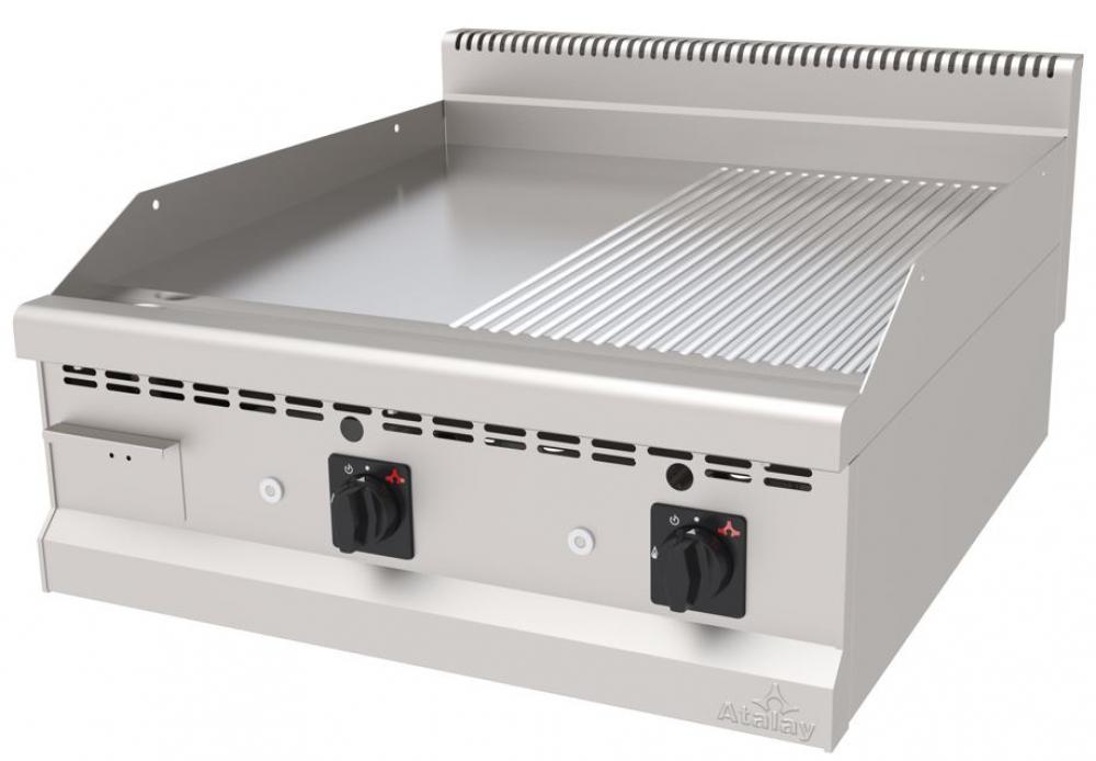 ATALAY 900 Seri Nervürlü + Düz Krom Kaplı Gazlı&Lpg Izgara 800x900x300